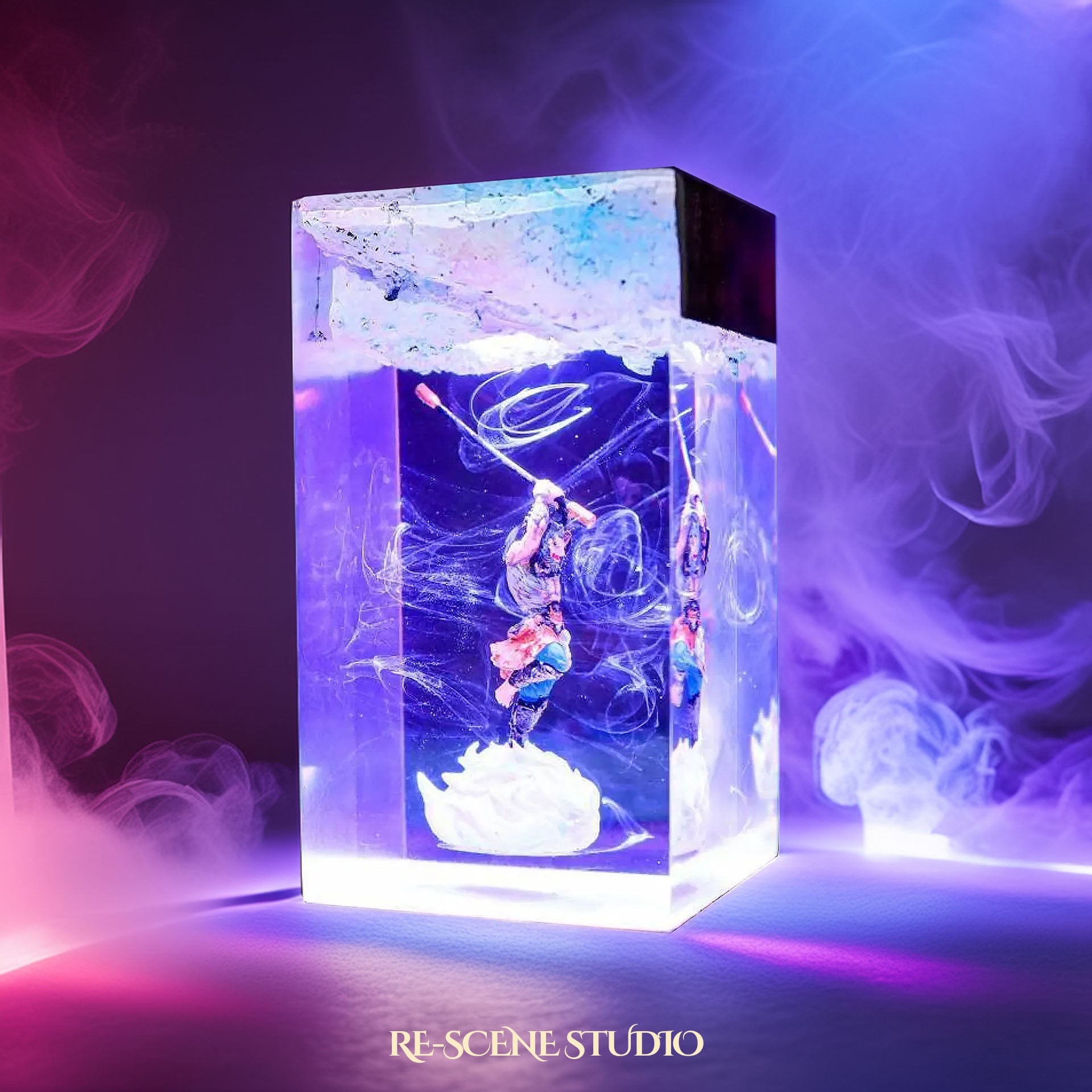 Inosuke Resin Lamp - Demon Slayer Multicolor / Size M: 7 x 13 x 7 (cm) – Handmade Epoxy Resin Lamp by Rescene Studio | Rescene Studio