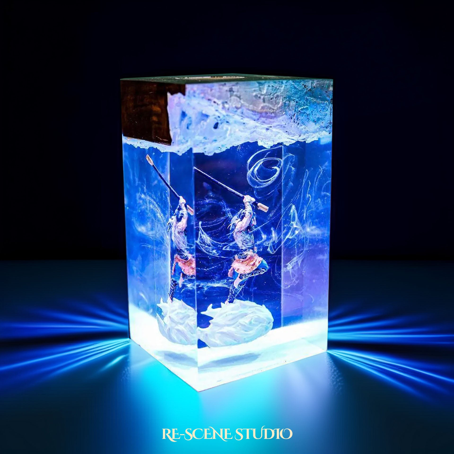 Inosuke Resin Lamp - Demon Slayer Multicolor / Size M: 7 x 13 x 7 (cm) – Handmade Epoxy Resin Lamp by Rescene Studio | Rescene Studio