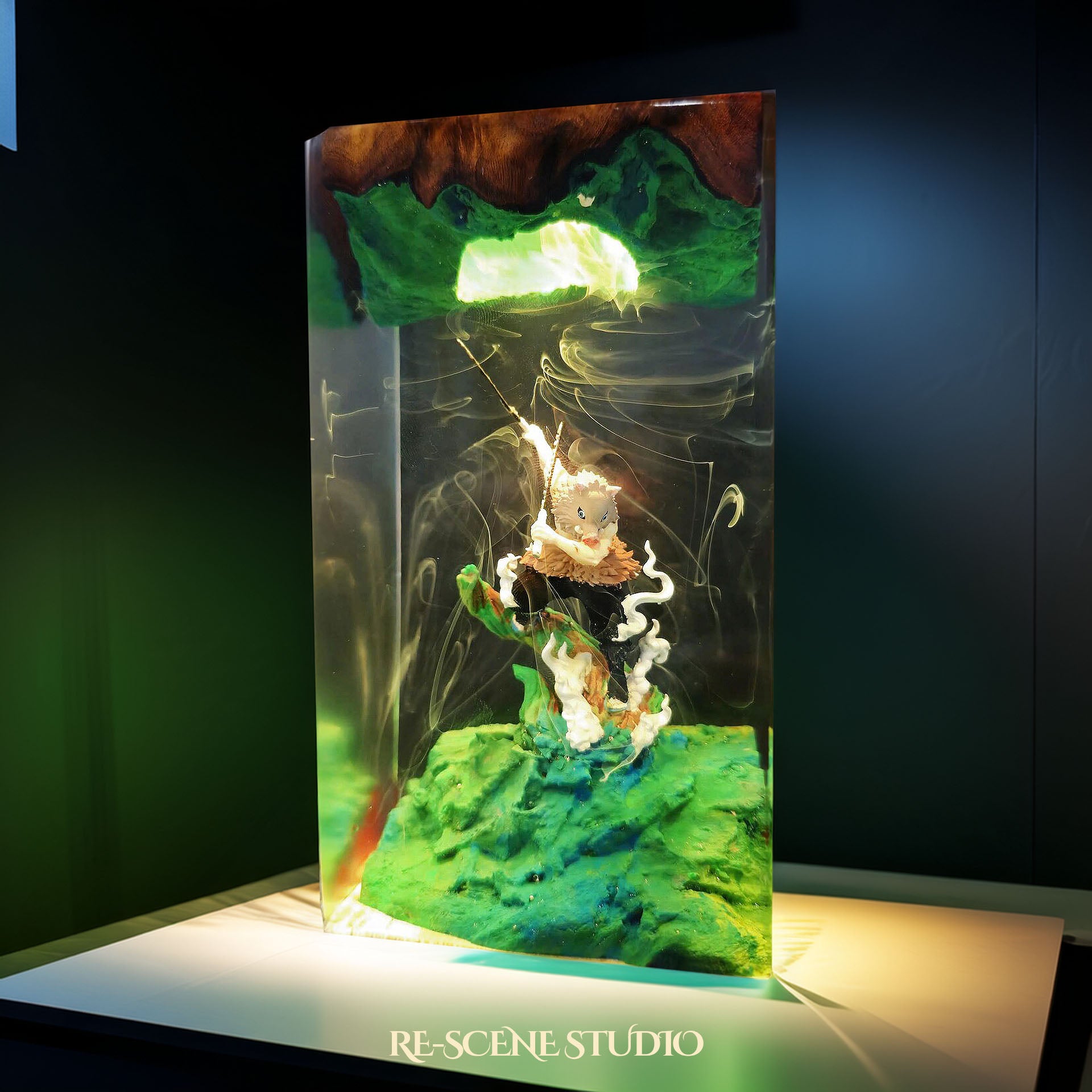 Inosuke Resin Lamp 2 - Demon Slayer Multicolor / Size M: 7 x 13 x 7 (cm) – Handmade Epoxy Resin Lamp by Rescene Studio | Rescene Studio