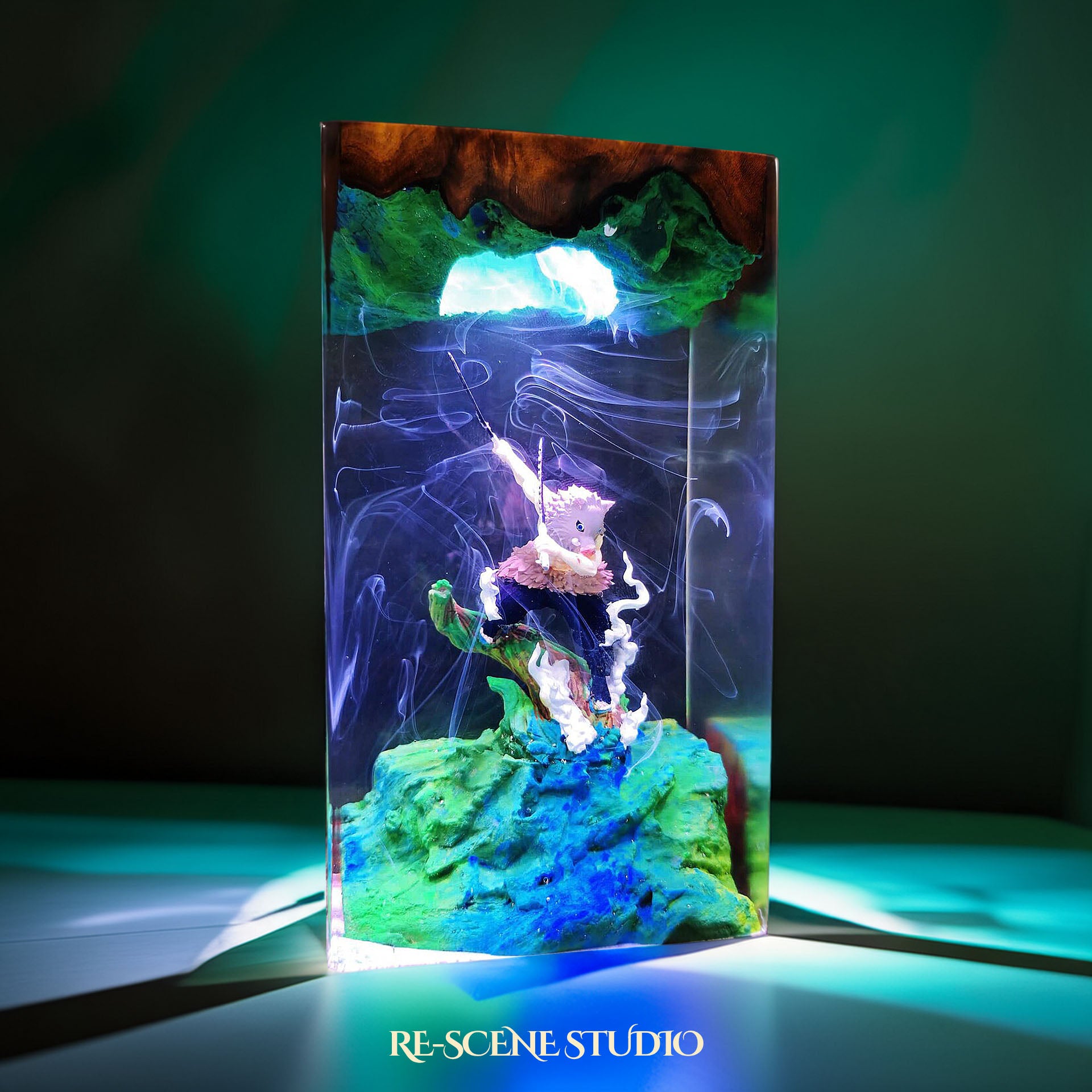 Inosuke Resin Lamp 2 - Demon Slayer Multicolor / Size M: 7 x 13 x 7 (cm) – Handmade Epoxy Resin Lamp by Rescene Studio | Rescene Studio