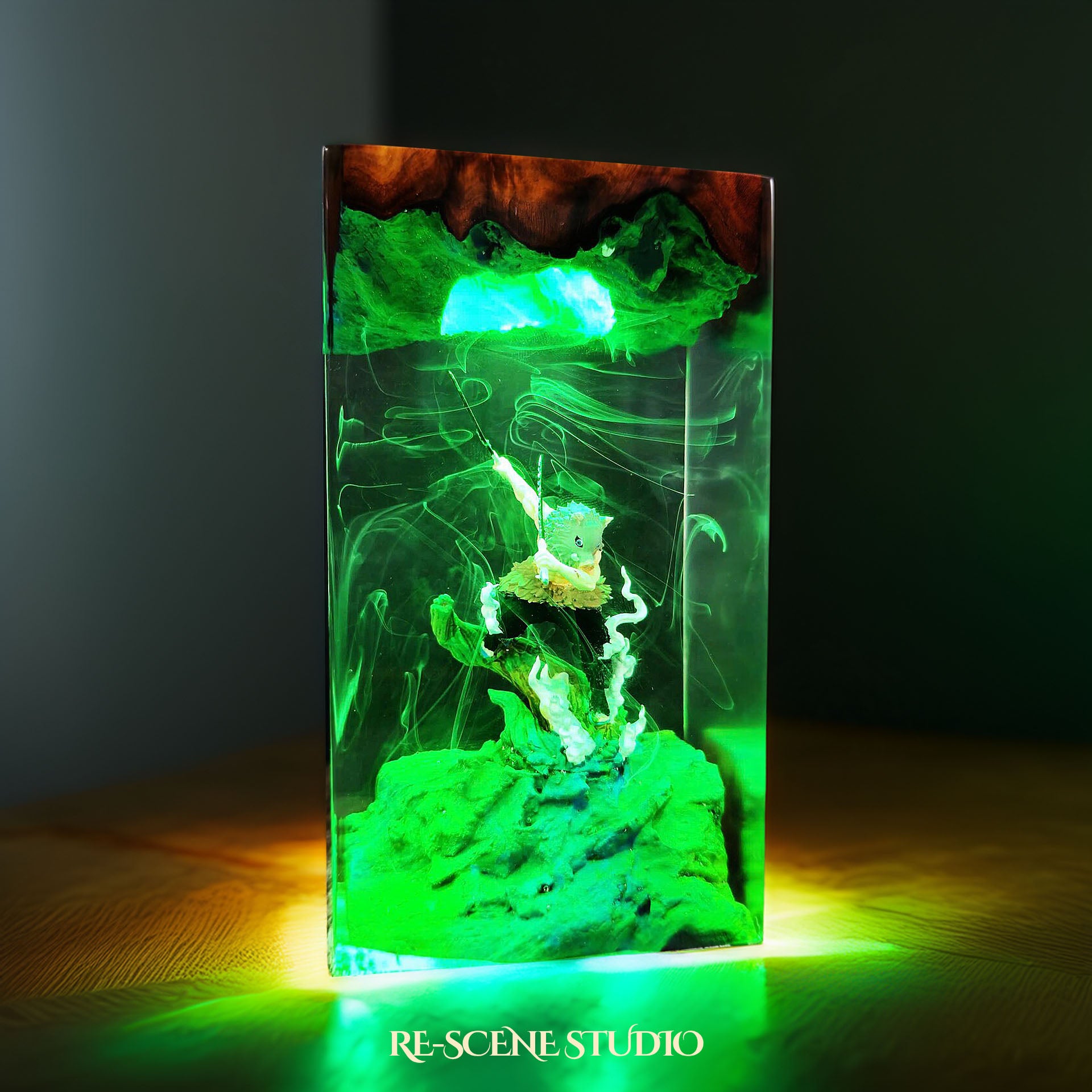 Inosuke Resin Lamp 2 - Demon Slayer Multicolor / Size M: 7 x 13 x 7 (cm) – Handmade Epoxy Resin Lamp by Rescene Studio | Rescene Studio