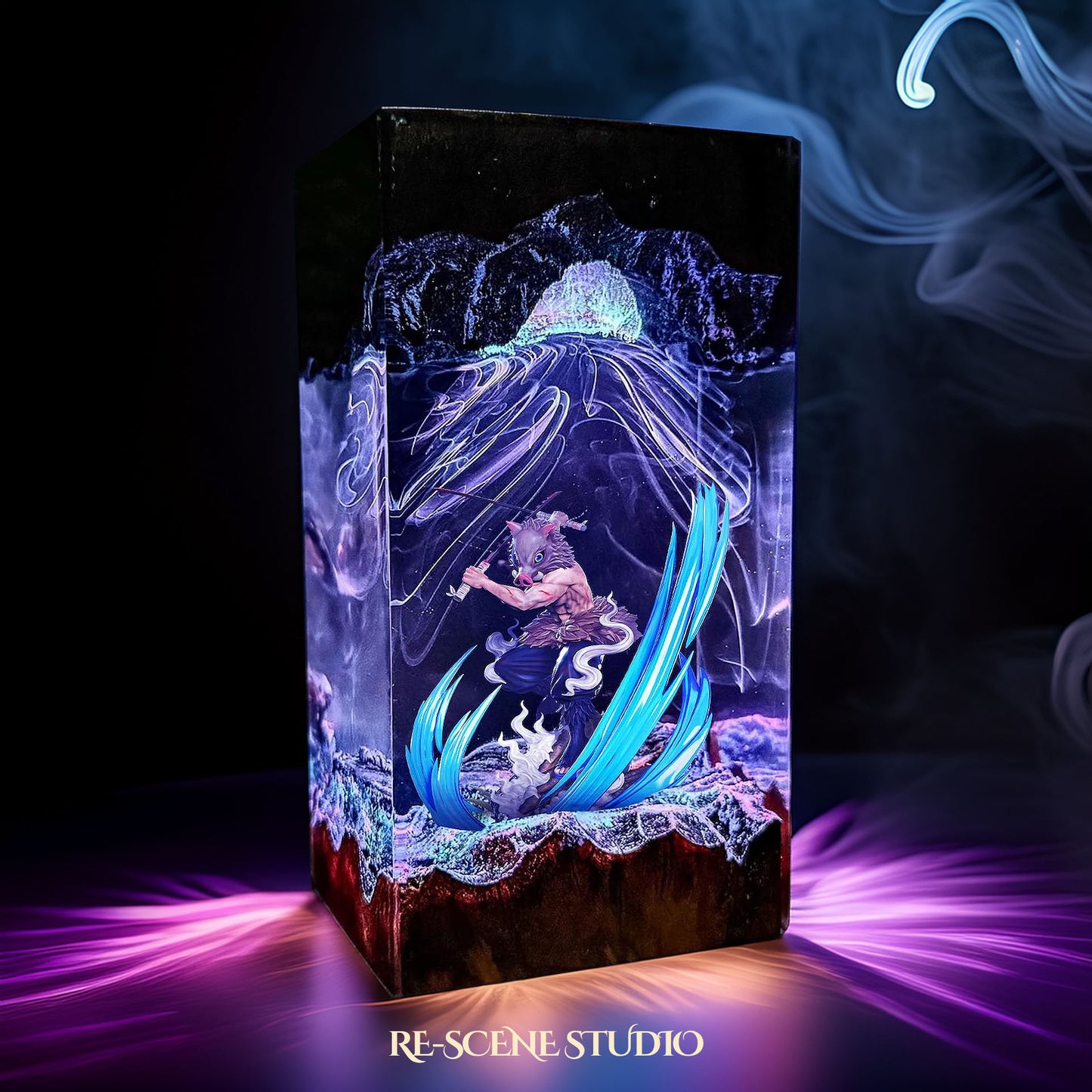 Inosuke Resin Epoxy Lamp – Demon Slayer Multicolor / Size M: 7 x 13 x 7 (cm) – Handmade Resin Lamp by Rescene Studio | Rescene Studio