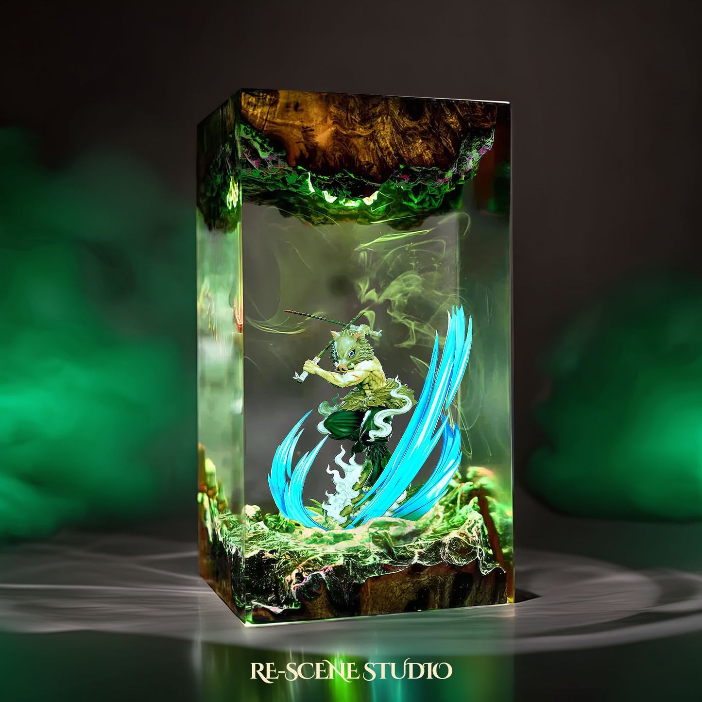 Inosuke Resin Epoxy Lamp – Demon Slayer Multicolor / Size M: 7 x 13 x 7 (cm) – Handmade Resin Lamp by Rescene Studio | Rescene Studio