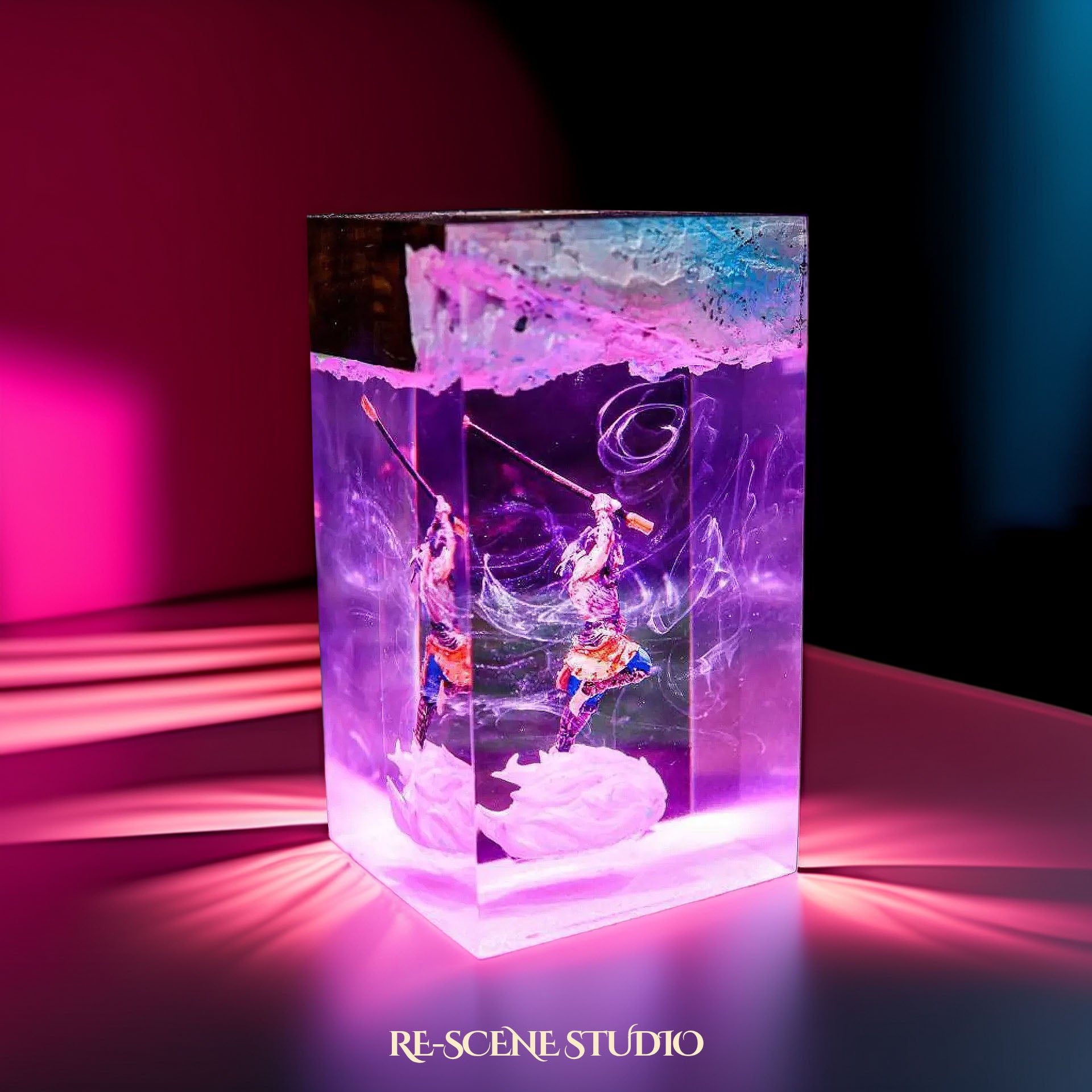 Inosuke Resin Lamp - Demon Slayer Multicolor / Size M: 7 x 13 x 7 (cm) – Handmade Epoxy Resin Lamp by Rescene Studio | Rescene Studio