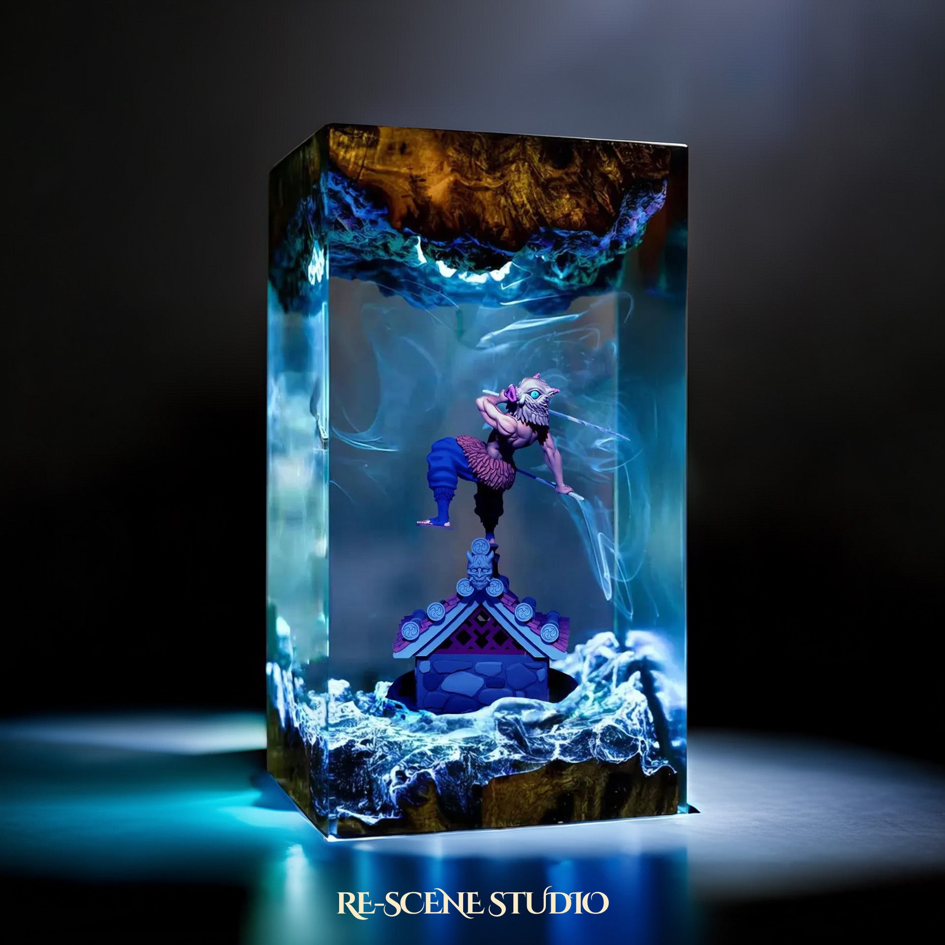 Inosuke Resin Lamp 04 – Demon Slayer Multicolor / Size M: 7 x 13 x 7 (cm) – Handmade Epoxy Resin Lamp by Rescene Studio | Rescene Studio
