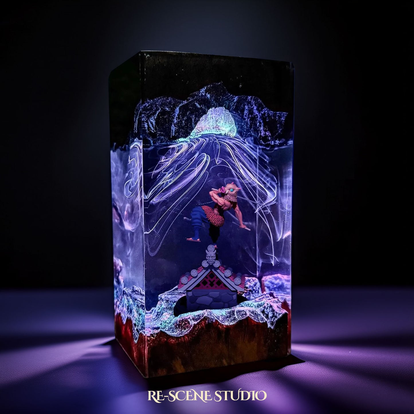 Inosuke Resin Lamp 04 – Demon Slayer Multicolor / Size M: 7 x 13 x 7 (cm) – Handmade Resin Lamp by Rescene Studio | Rescene Studio