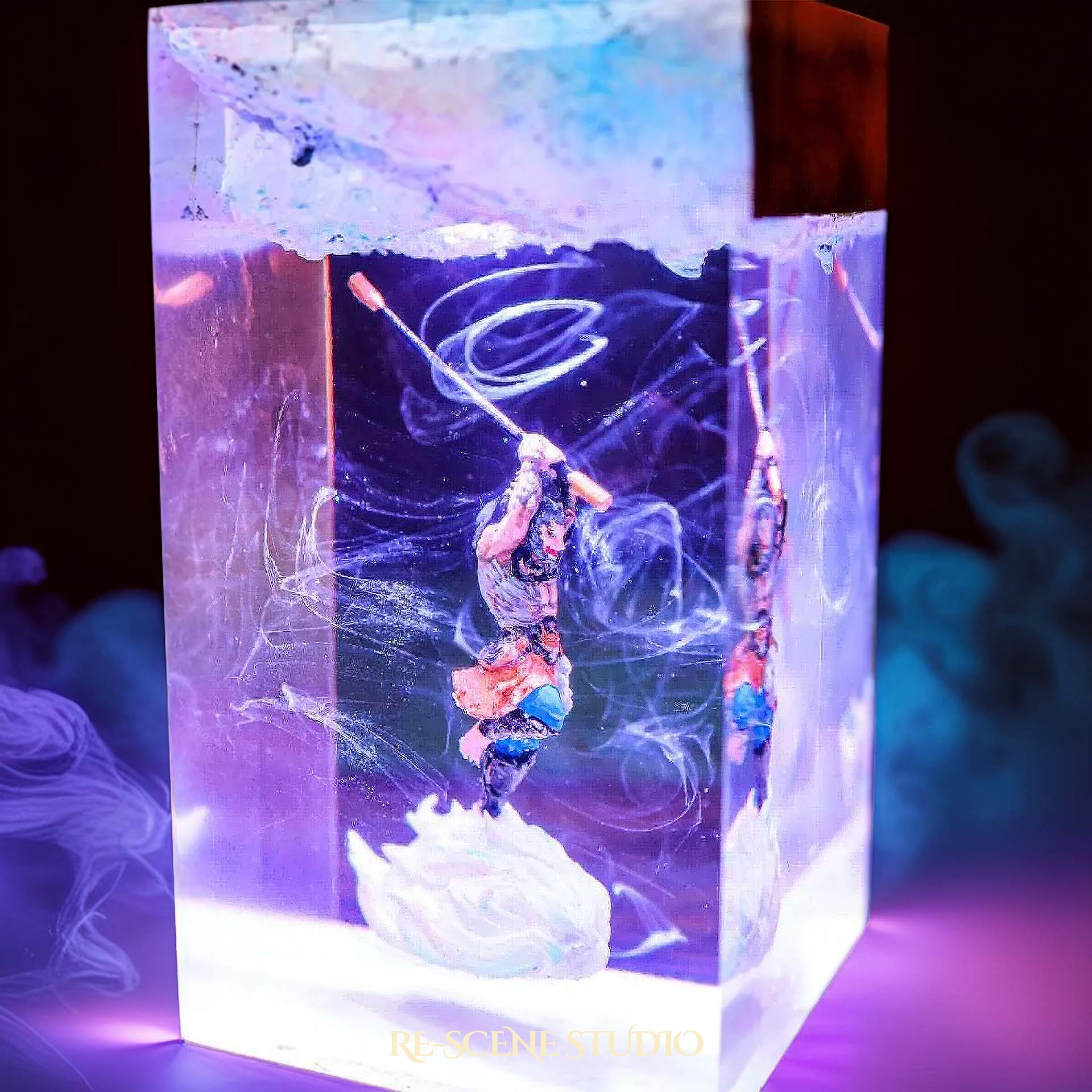 Inosuke Resin Lamp - Demon Slayer Multicolor / Size M: 7 x 13 x 7 (cm) – Handmade Epoxy Resin Lamp by Rescene Studio | Rescene Studio