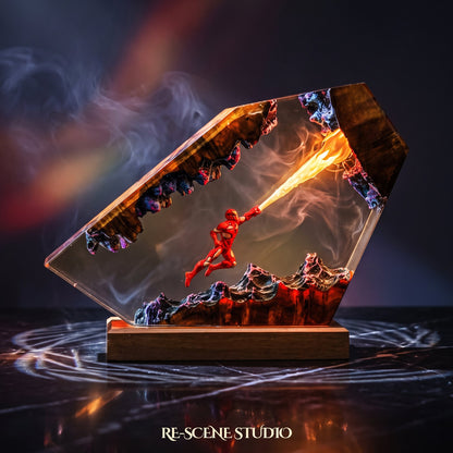 Iron Man Resin Lamp V4 (Marvel), hand-poured epoxy resin night light glowing in 16 RGB colors