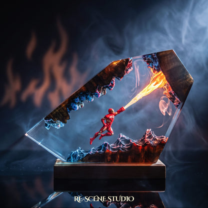 Glowing Iron Man Resin Lamp V4: Marvel fan decor sealed in crystal-clear epoxy resin