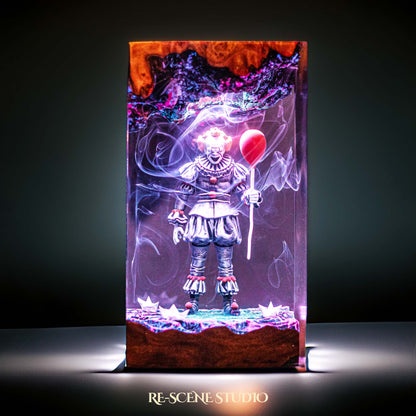 Pennywise Resin Lamp — Handcrafted Epoxy Resin LED Lamp | Unique Ambient Decor & Collector's Gift