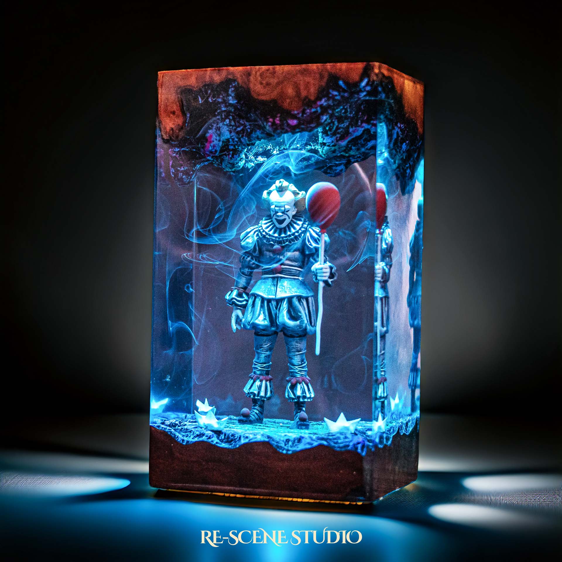 Pennywise Resin Lamp — Handcrafted Epoxy Resin LED Lamp | Unique Ambient Decor & Collector's Gift