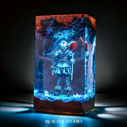 Pennywise Resin Lamp — Handcrafted Epoxy Resin LED Lamp | Unique Ambient Decor & Collector's Gift