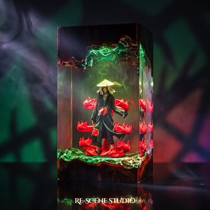 Itachi Uchiha Resin Lamp V2 (Naruto), hand-poured epoxy resin night light glowing in 16 RGB colors
