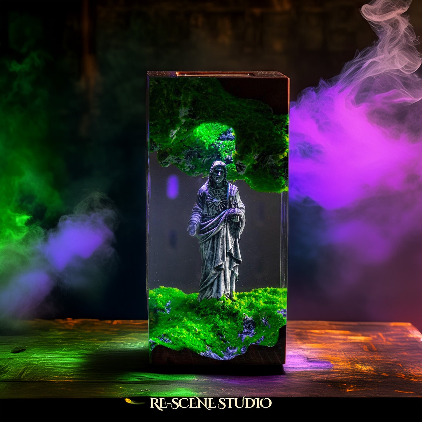 Jesus Resin Epoxy Lamp Multicolor / Size M: 7 x 13 x 7 (cm) – Handmade Resin Lamp by Rescene Studio | Rescene Studio