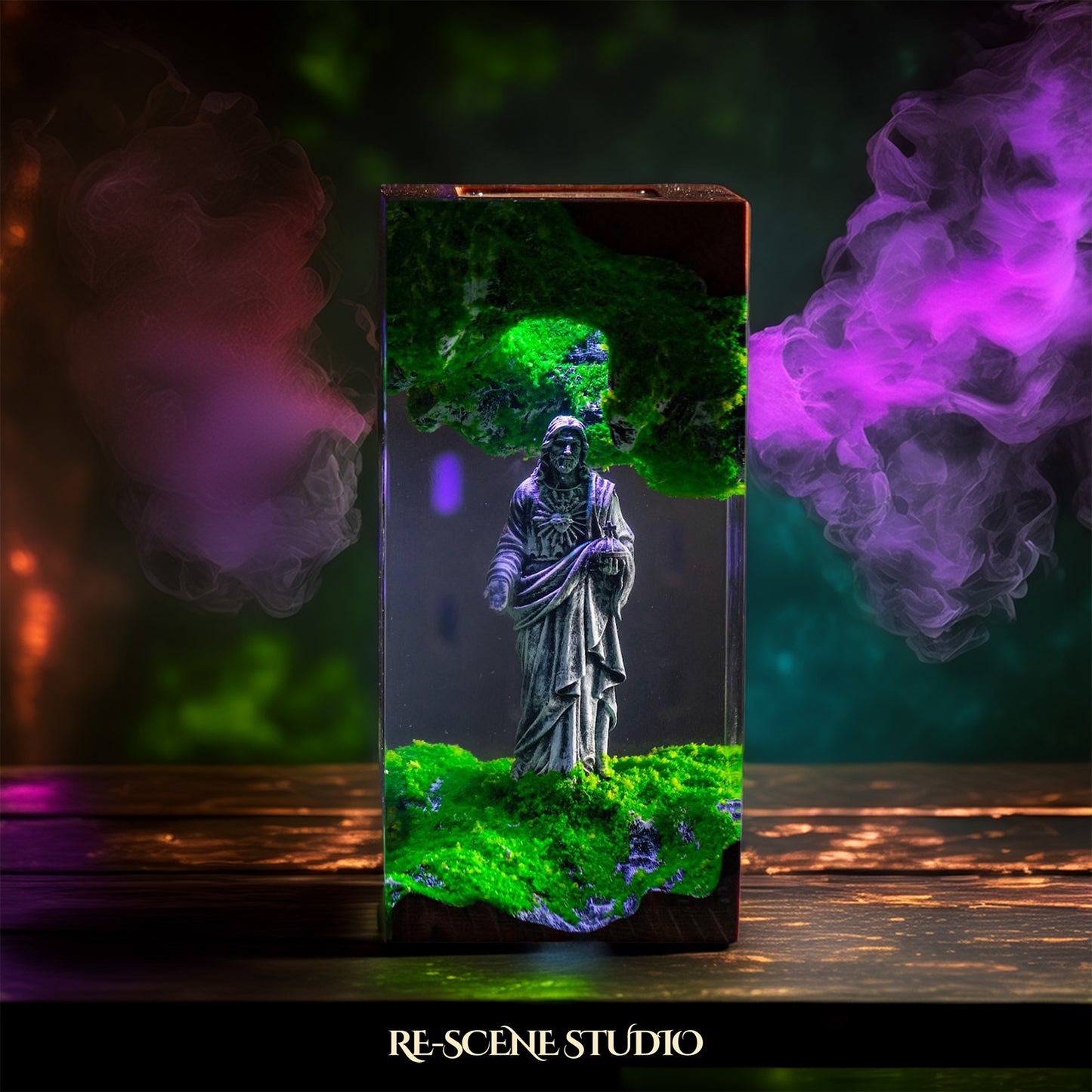 Jesus Resin Epoxy Lamp Multicolor / Size M: 7 x 13 x 7 (cm) – Handmade Resin Lamp by Rescene Studio | Rescene Studio