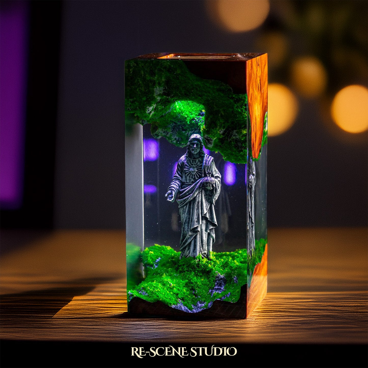 Jesus Resin Epoxy Lamp Multicolor / Size M: 7 x 13 x 7 (cm) – Handmade Resin Lamp by Rescene Studio | Rescene Studio