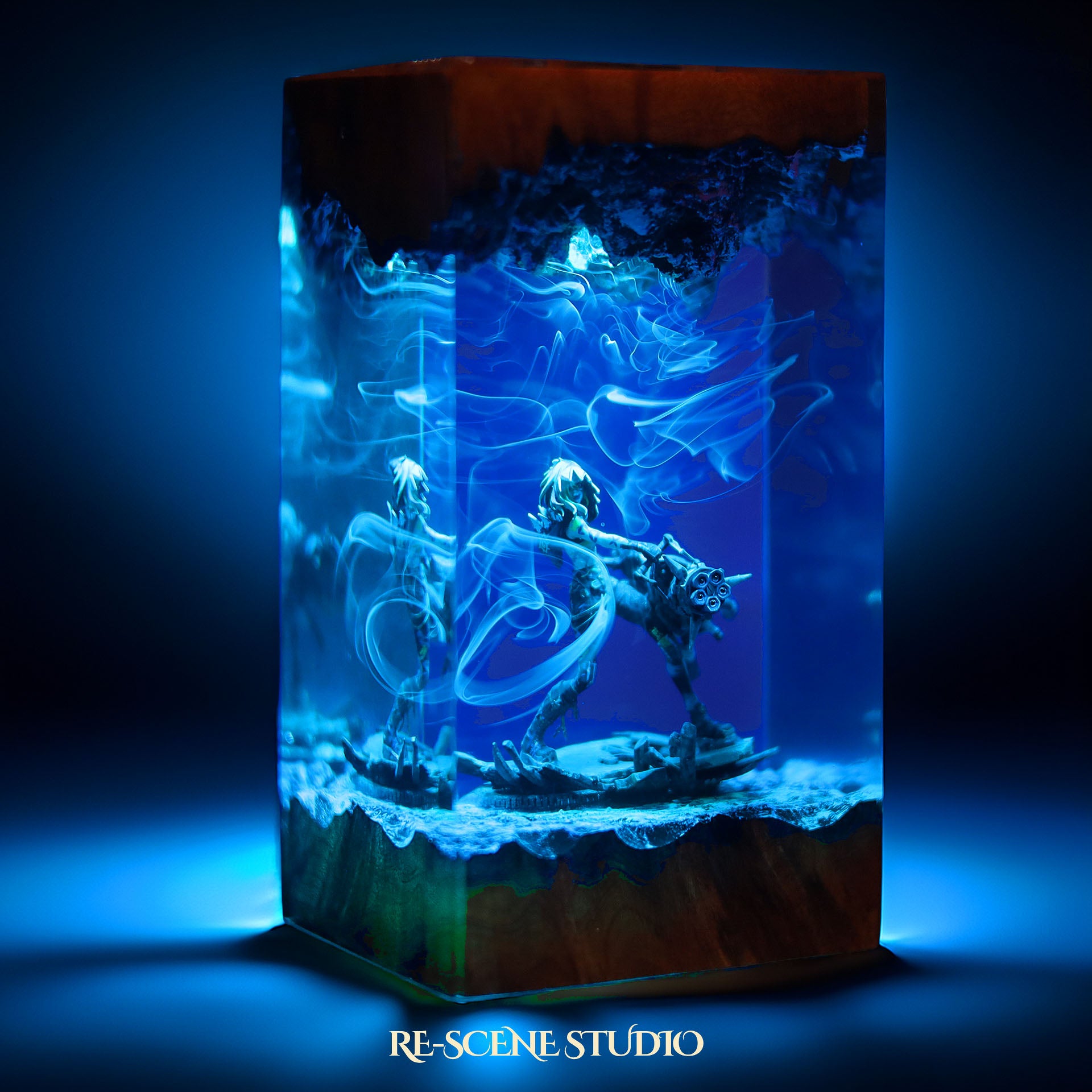 J.inx Resin Lamp 02 — Detailed Display | Premium 3D Resin Diorama with RGB Color-Changing Light