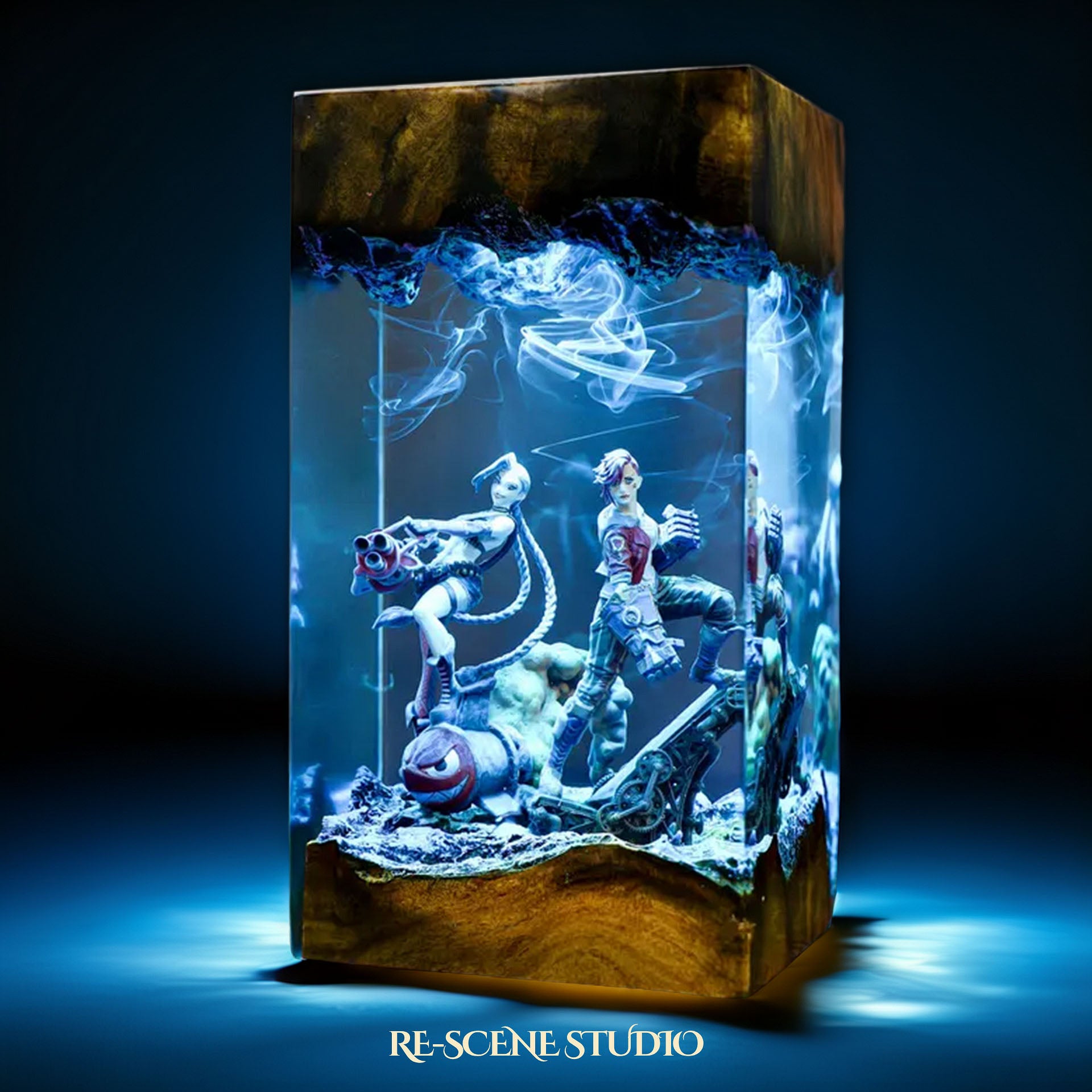 J.inx & Vi Resin Lamp — Detailed Display | Premium 3D Resin Diorama with RGB Color-Changing Light