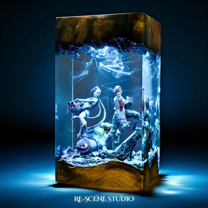 J.inx & Vi Resin Lamp — Detailed Display | Premium 3D Resin Diorama with RGB Color-Changing Light