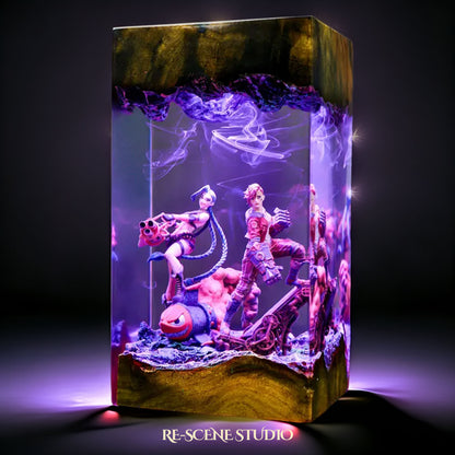 J.inx & Vi Resin Lamp — Detailed Display | Premium 3D Resin Diorama with RGB Color-Changing Light