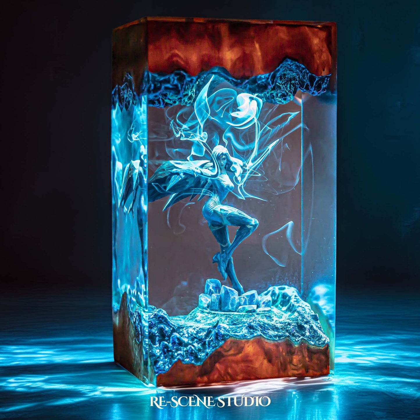 K.aisa Resin Lamp — Closeup Detail | Original Epoxy Resin Sculpture with Built-in LED Glow