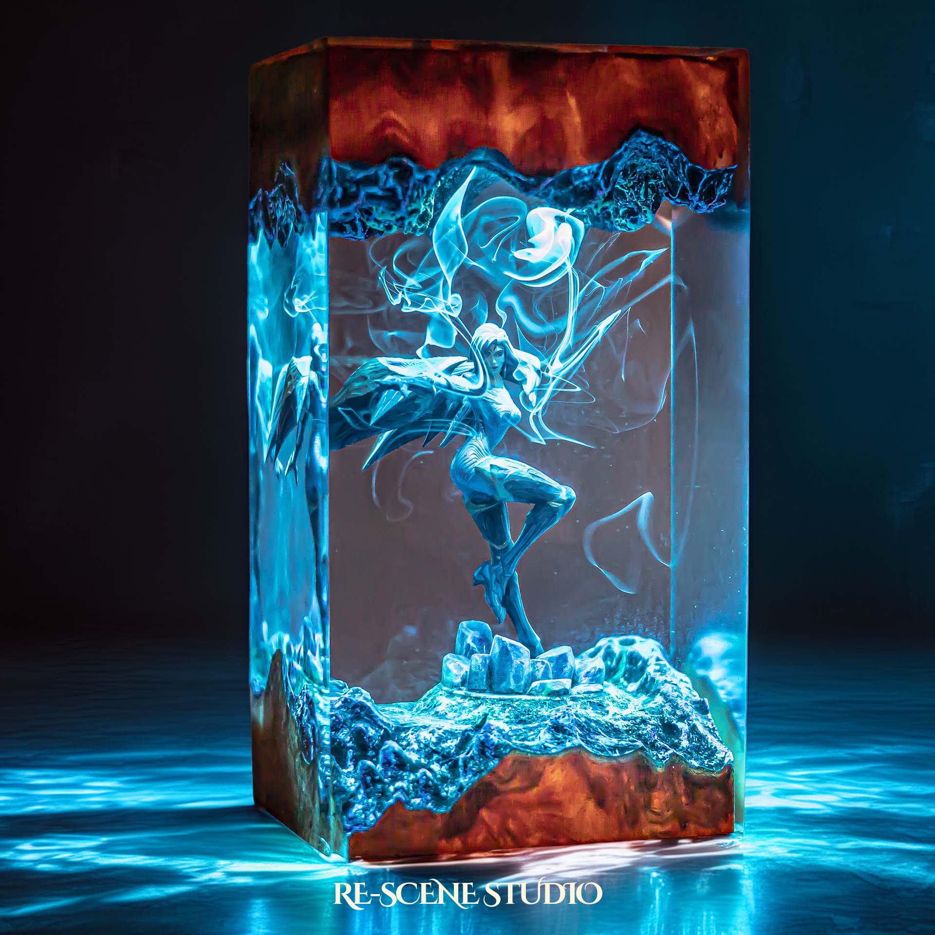 K.aisa Resin Lamp — Closeup Detail | Original Epoxy Resin Sculpture with Built-in LED Glow