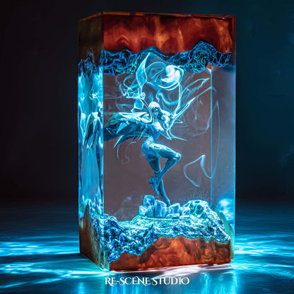 K.aisa Resin Lamp — Closeup Detail | Original Epoxy Resin Sculpture with Built-in LED Glow