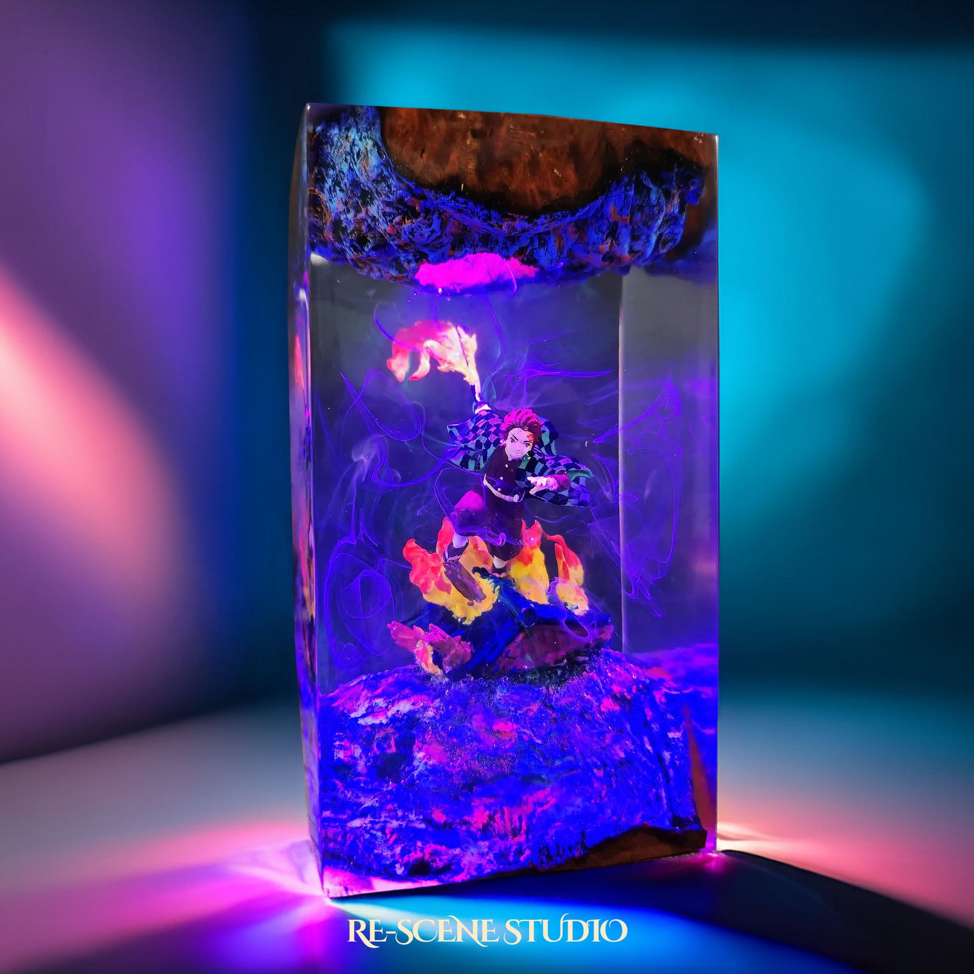 Tanjiro Resin Lamp - Demon Slayer Multicolor / Size M – Handmade Epoxy Resin Lamp by Rescene Studio | Rescene Studio