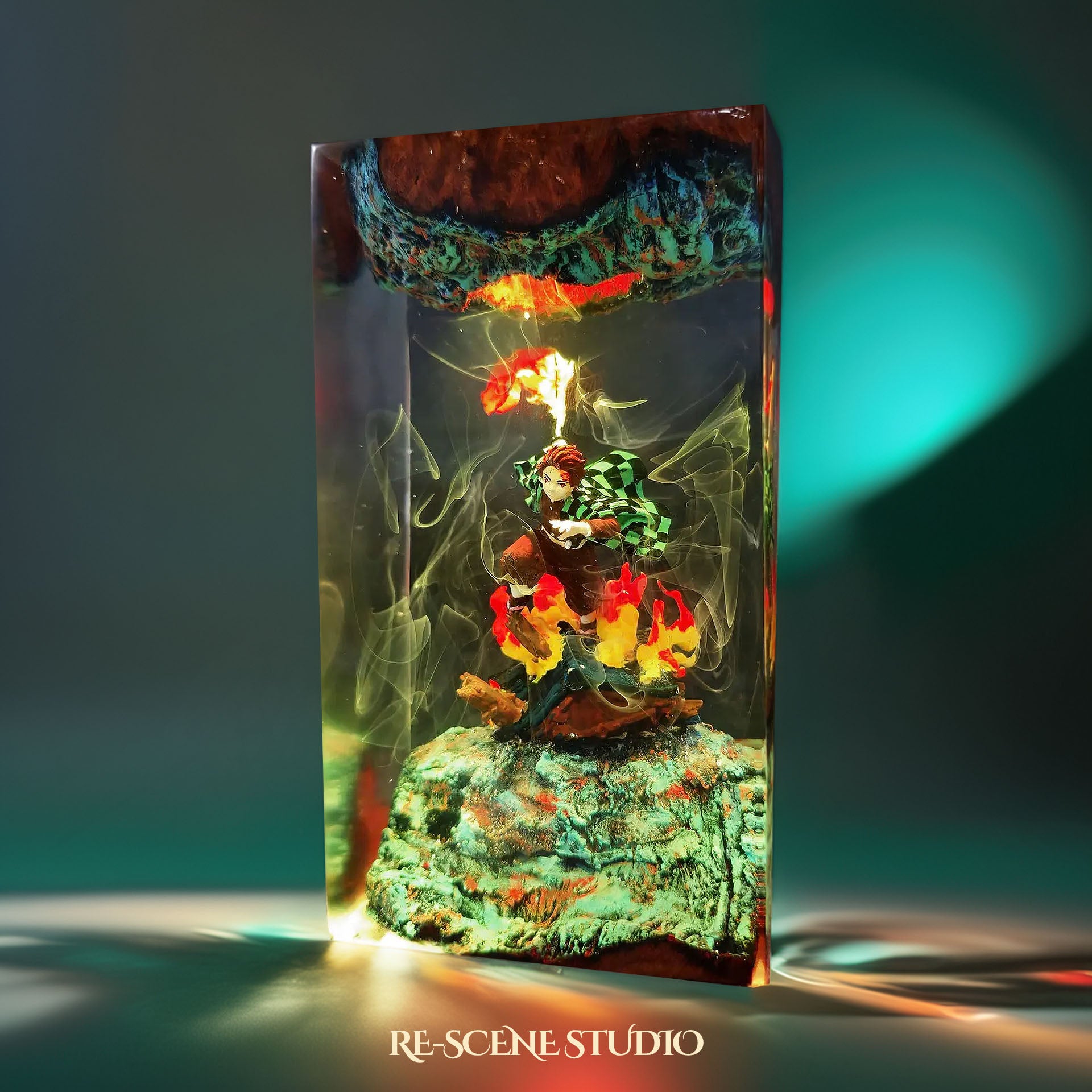 Tanjiro Resin Lamp - Demon Slayer Multicolor / Size M – Handmade Epoxy Resin Lamp by Rescene Studio | Rescene Studio