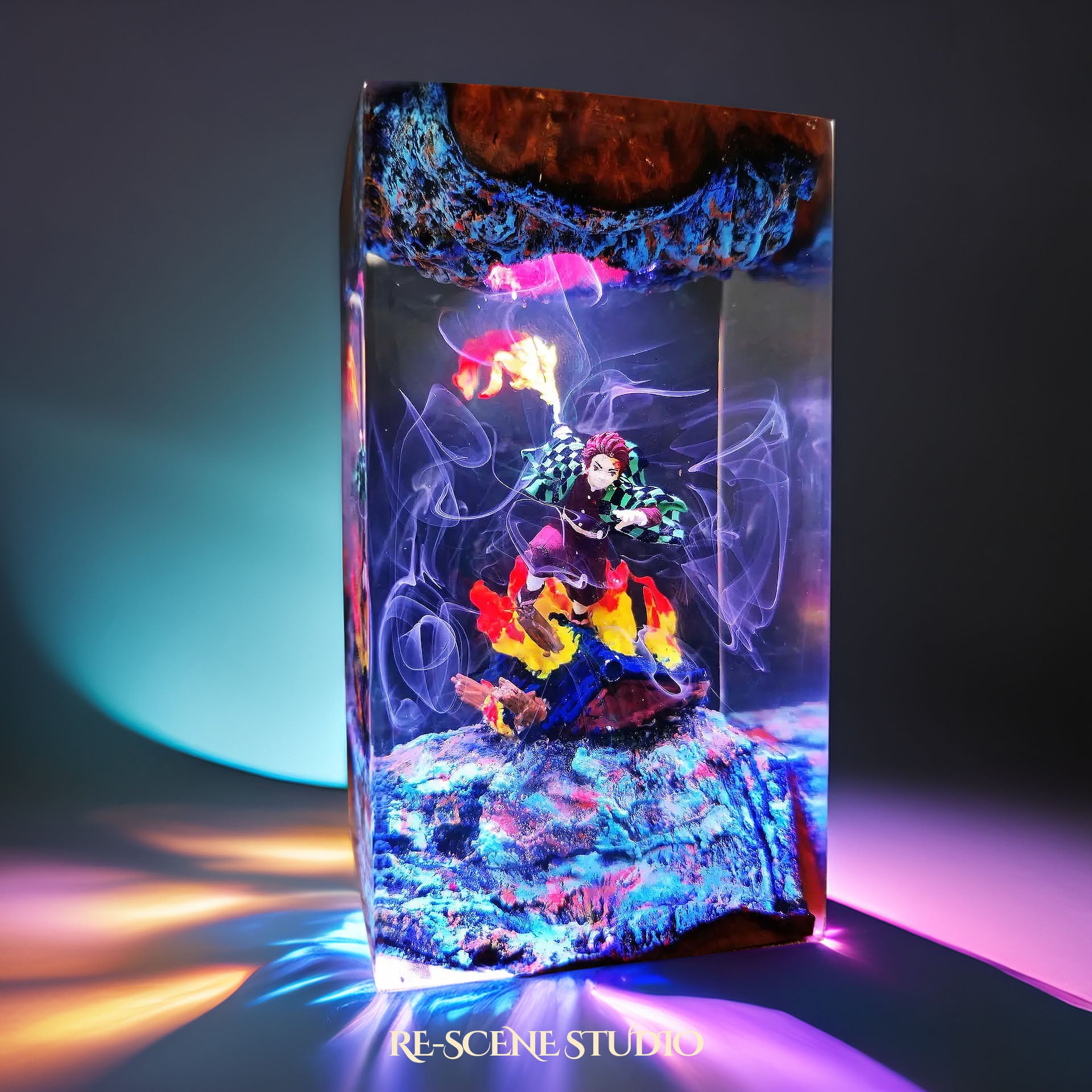 Tanjiro Resin Lamp - Demon Slayer Multicolor / Size M – Handmade Epoxy Resin Lamp by Rescene Studio | Rescene Studio