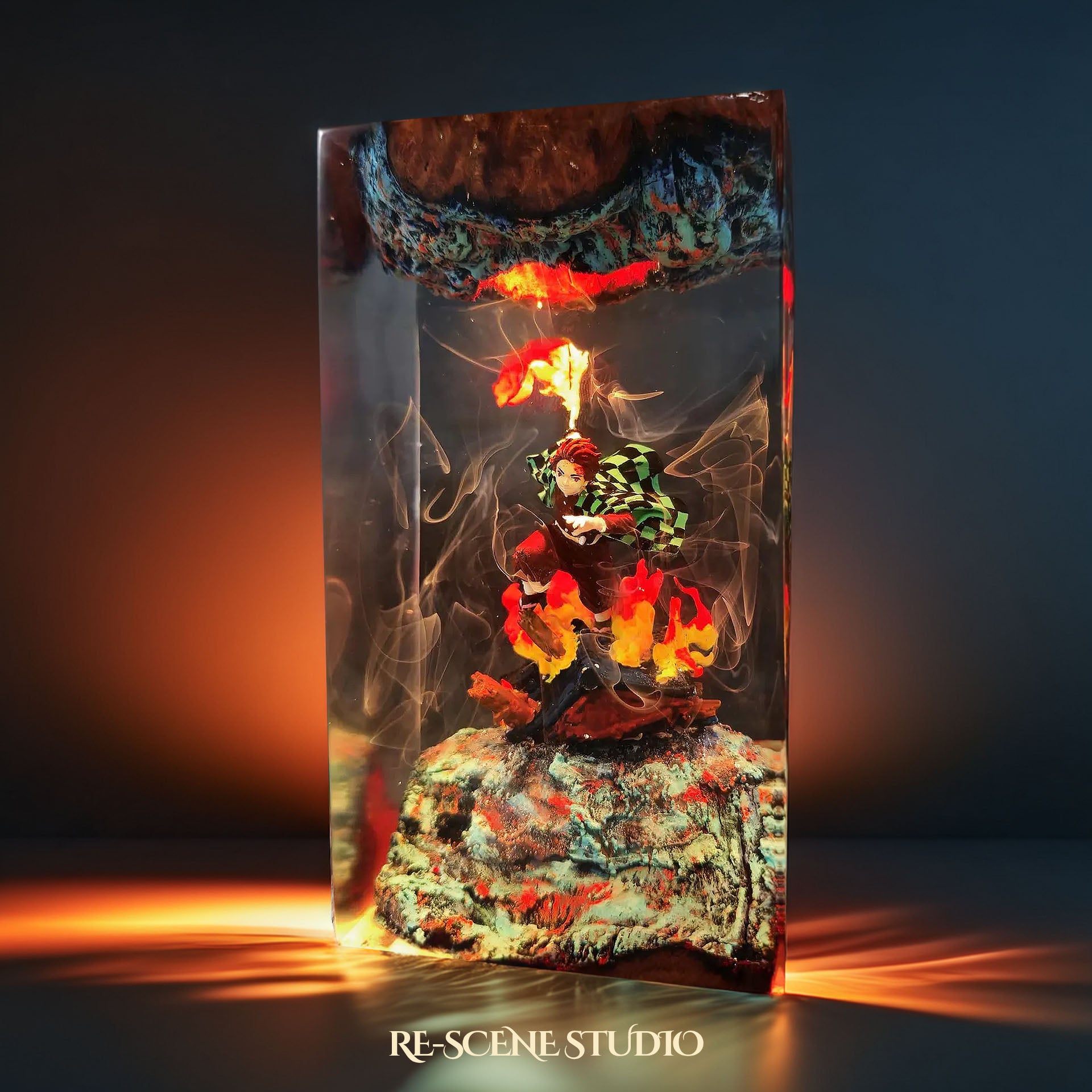 Tanjiro Resin Lamp - Demon Slayer Multicolor / Size M – Handmade Epoxy Resin Lamp by Rescene Studio | Rescene Studio