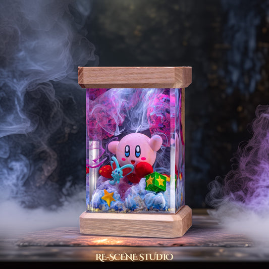 Kirby Dream World Resin Epoxy Lamp Multicolor / Size M: 6 x 6 x 12 (cm) – Handmade Resin Lamp by Rescene Studio | Rescene Studio
