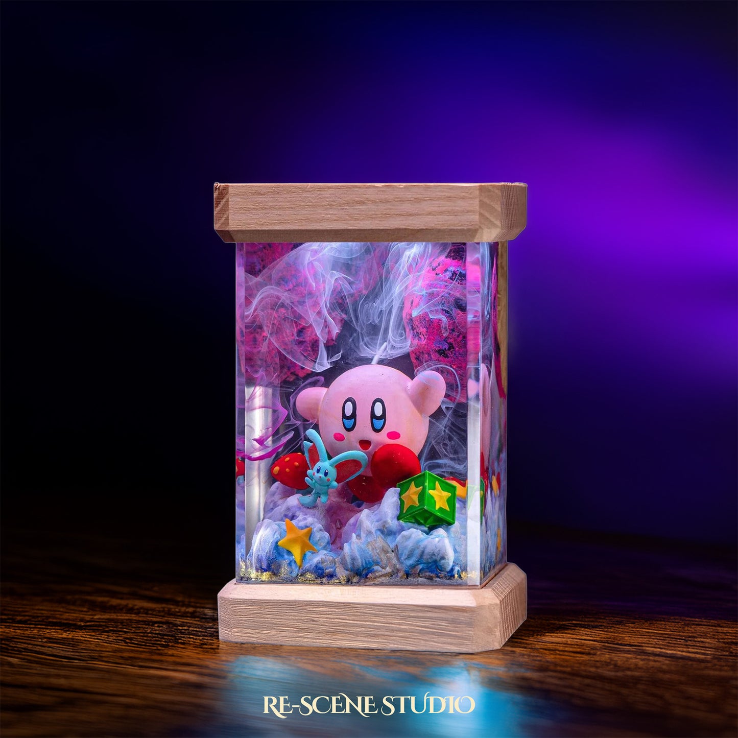 Kirby Dream World Resin Epoxy Lamp Multicolor / Size M: 6 x 6 x 12 (cm) – Handmade Resin Lamp by Rescene Studio | Rescene Studio