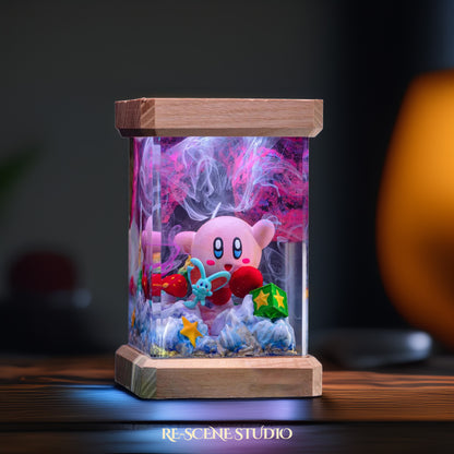 Kirby Dream World Resin Epoxy Lamp Multicolor / Size M: 6 x 6 x 12 (cm) – Handmade Resin Lamp by Rescene Studio | Rescene Studio