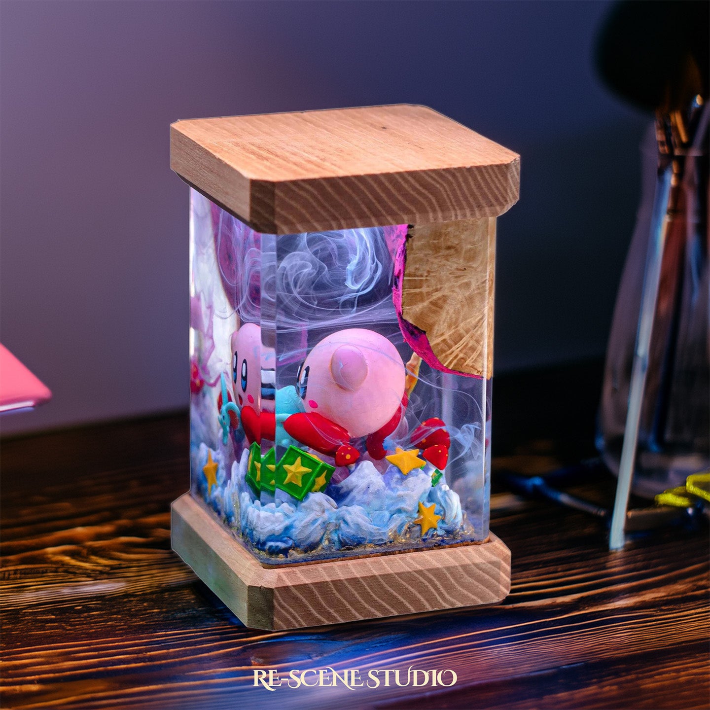 Kirby Dream World Resin Epoxy Lamp Multicolor / Size M: 6 x 6 x 12 (cm) – Handmade Epoxy Resin Lamp by Rescene Studio | Rescene Studio