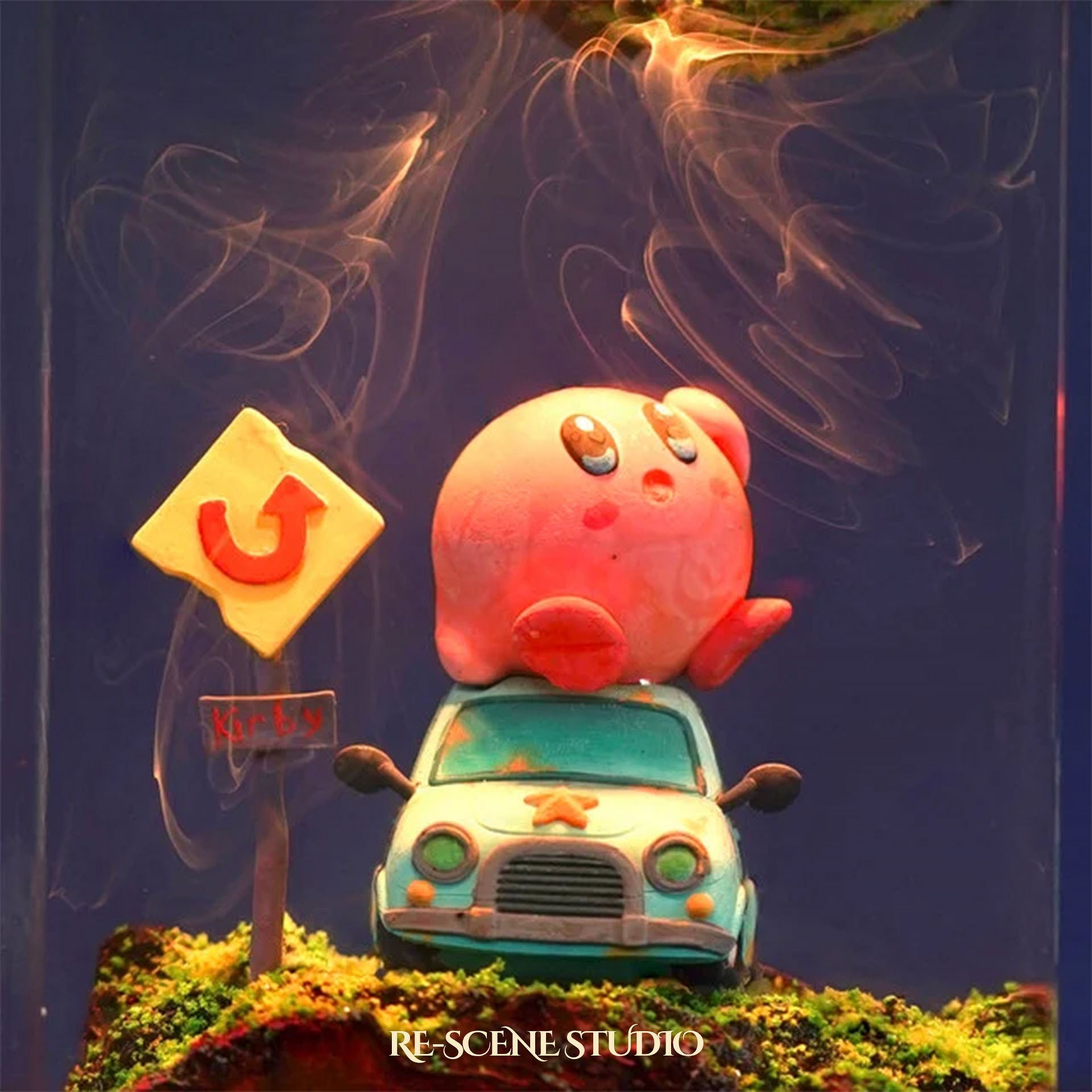 Pink Cosmic Puff Resin Lamp — Detailed Display | Premium 3D Resin Diorama with RGB Color-Changing Light