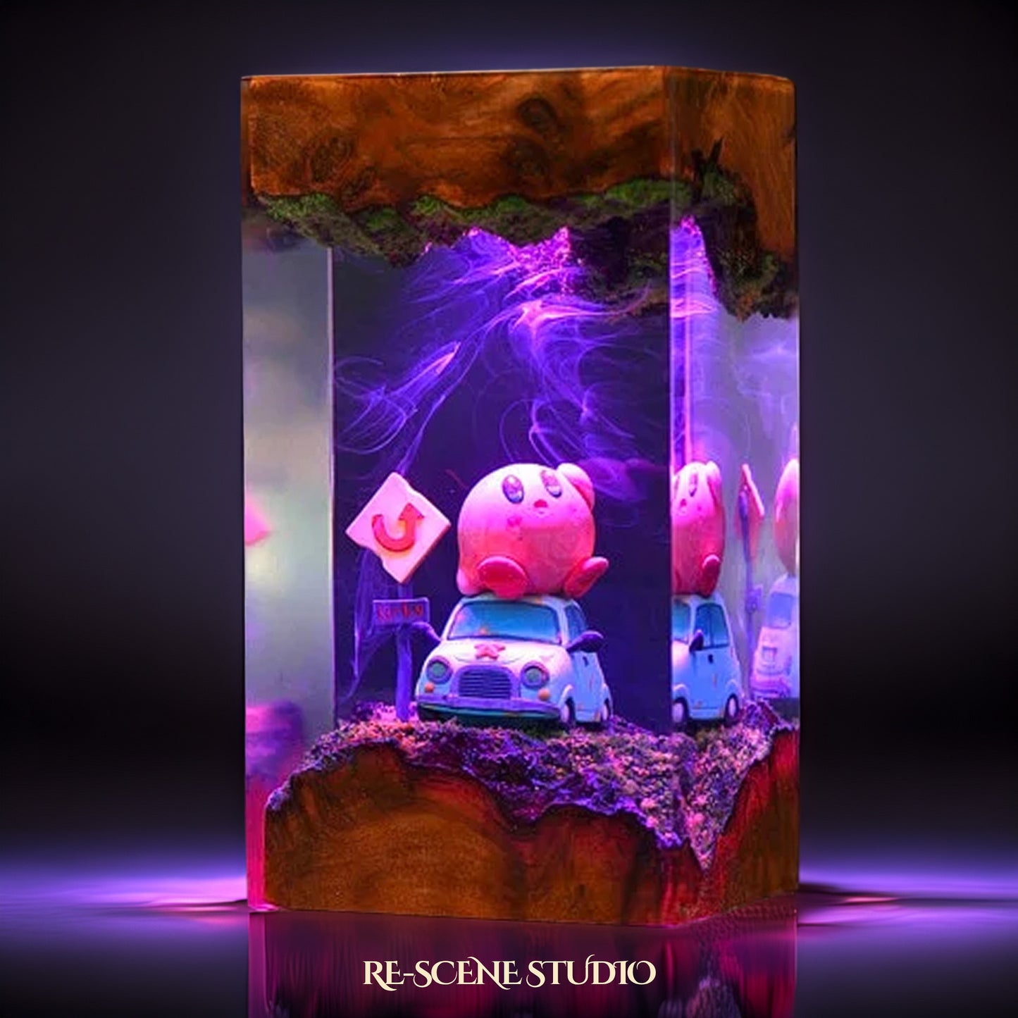 Pink Cosmic Puff Resin Lamp — Side Profile View | Handmade Pop-Culture Resin Art, Perfect Themed Gift