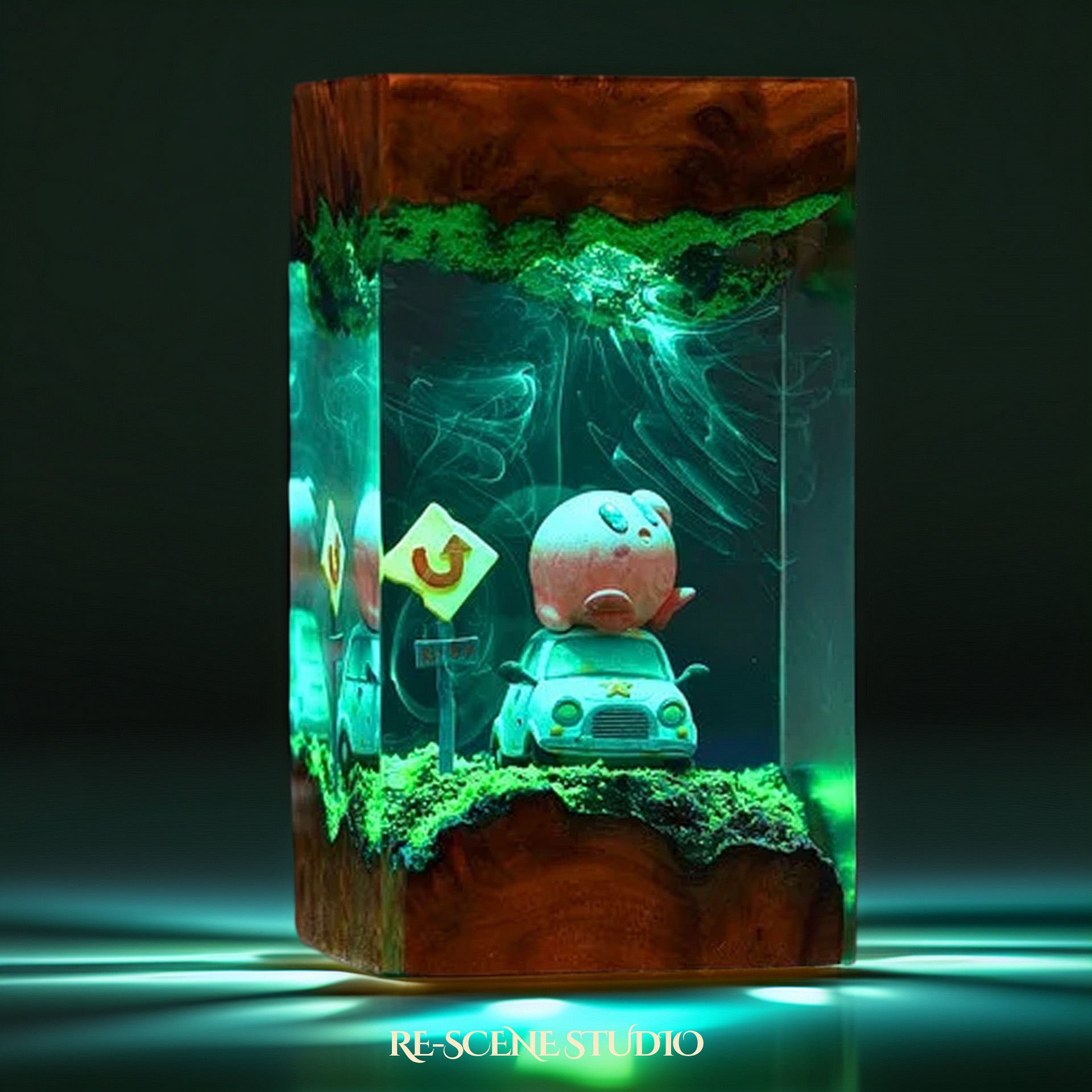 Pink Cosmic Puff Resin Lamp — Detailed Display | Premium 3D Resin Diorama with RGB Color-Changing Light