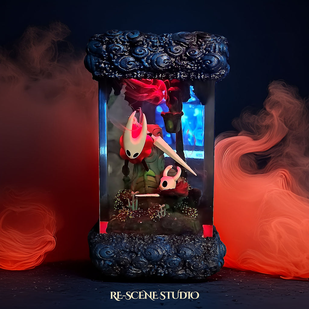 Hornet & The Knight Resin Lamp – Hollow Knight Multicolor / Size M – Handmade Epoxy Resin Lamp by Rescene Studio | Rescene Studio