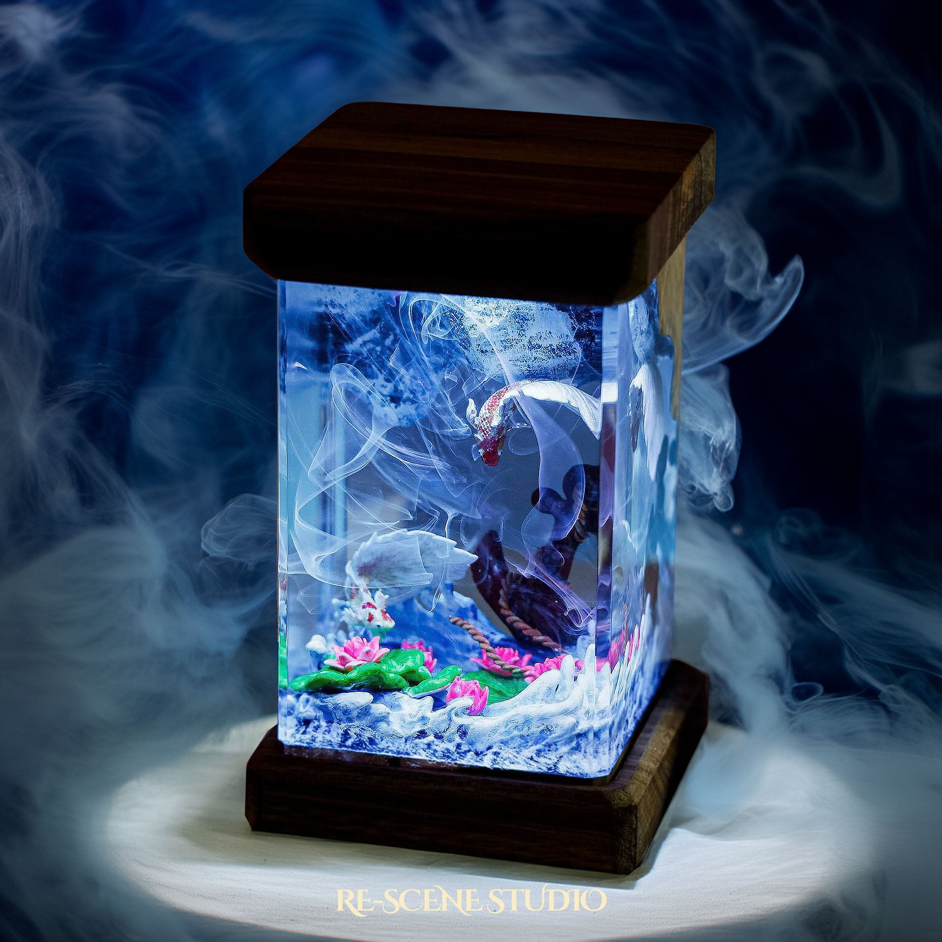 Koi Fish Resin Epoxy Lamp Multicolor / Size M: 6 x 6 x 12 (cm) – Handmade Epoxy Resin Lamp by Rescene Studio | Rescene Studio