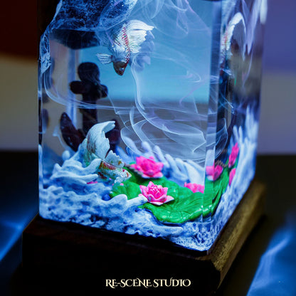 Koi Fish Resin Epoxy Lamp Multicolor / Size M: 6 x 6 x 12 (cm) – Handmade Resin Lamp by Rescene Studio | Rescene Studio
