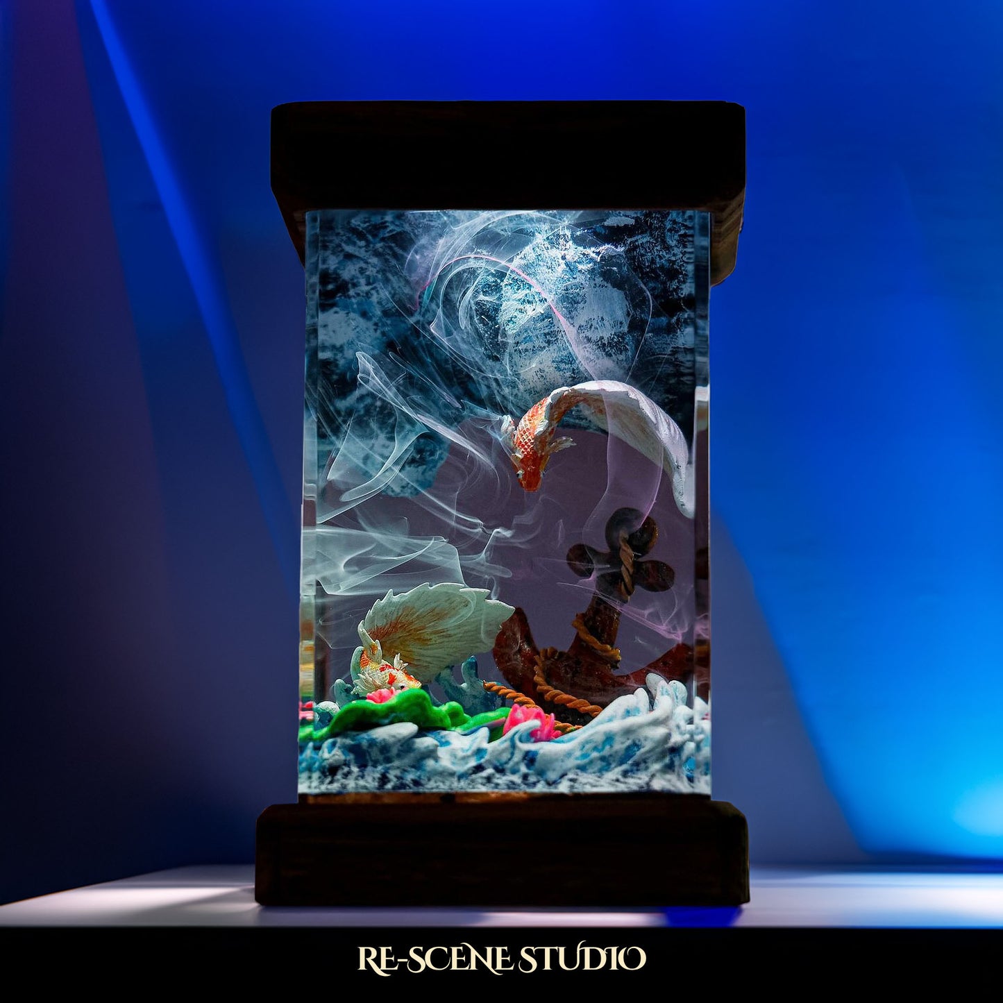 Koi Fish Resin Epoxy Lamp Multicolor / Size M: 6 x 6 x 12 (cm) – Handmade Resin Lamp by Rescene Studio | Rescene Studio