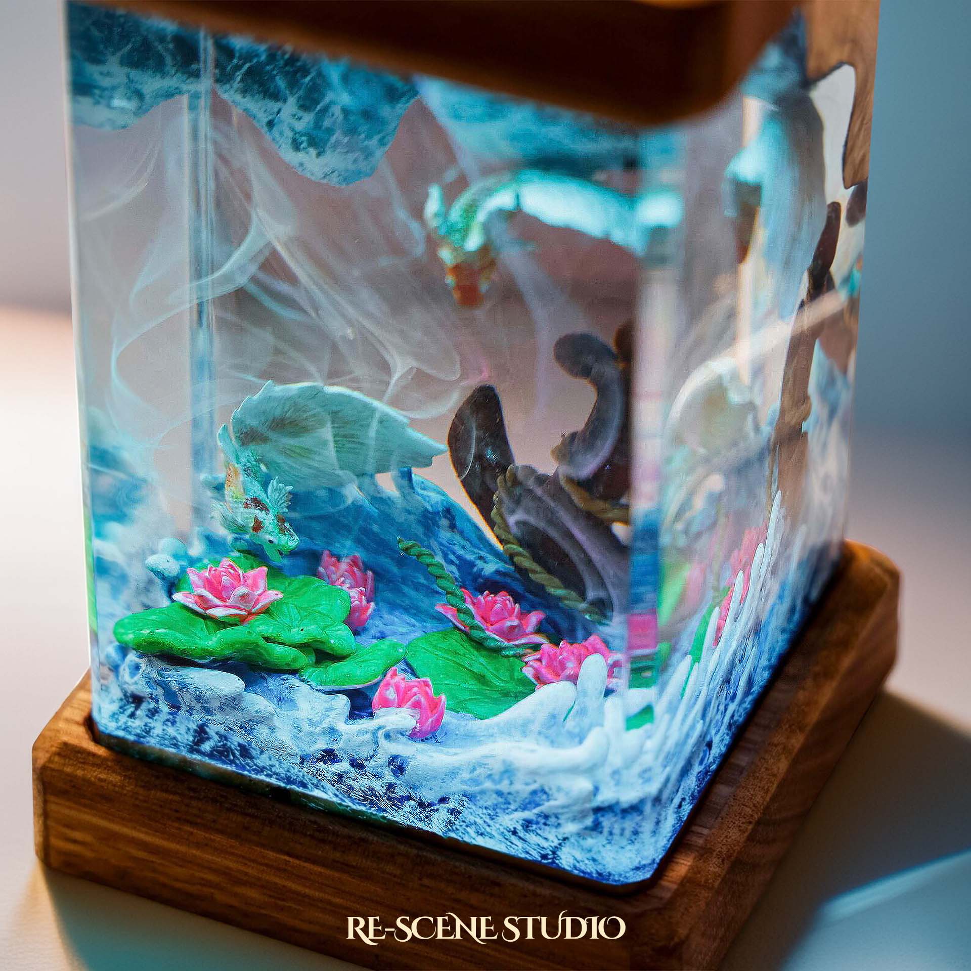 Koi Fish Resin Epoxy Lamp Multicolor / Size M: 6 x 6 x 12 (cm) – Handmade Epoxy Resin Lamp by Rescene Studio | Rescene Studio