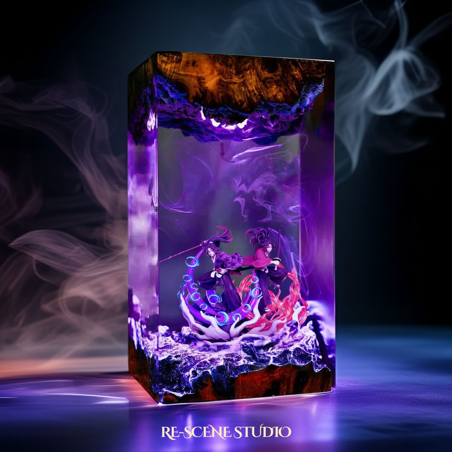 Kokushibo & Yoriichi Resin Lamp – Demon Slayer Multicolor / Size M: 7 x 13 x 7 (cm) – Handmade Resin Lamp by Rescene Studio | Rescene Studio