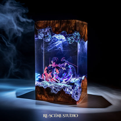 Kokushibo & Yoriichi Resin Lamp – Demon Slayer Multicolor / Size M: 7 x 13 x 7 (cm) – Handmade Resin Lamp by Rescene Studio | Rescene Studio