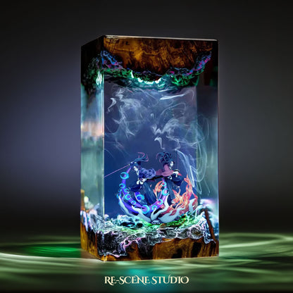 Kokushibo & Yoriichi Resin Lamp – Demon Slayer Multicolor / Size M: 7 x 13 x 7 (cm) – Handmade Resin Lamp by Rescene Studio | Rescene Studio
