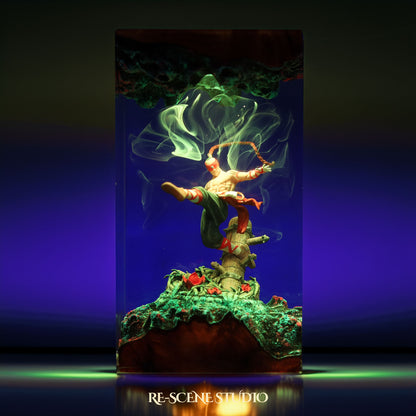 L.ee S.in Resin Lamp — Closeup Detail | Original Epoxy Resin Sculpture with Built-in LED Glow