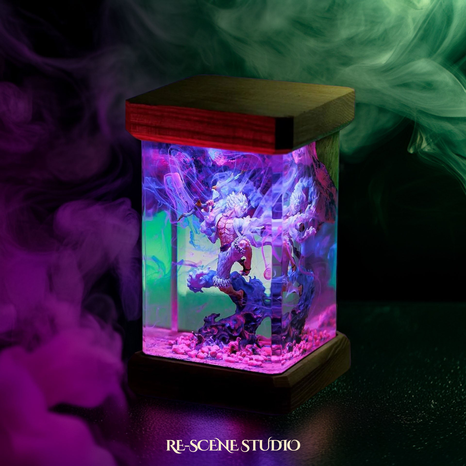 Luffy Gear 5 Resin Lamp 02 - One Piece Multicolor / Size M: 6 x 6 x 12 (cm) – Handmade Epoxy Resin Lamp by Rescene Studio | Rescene Studio