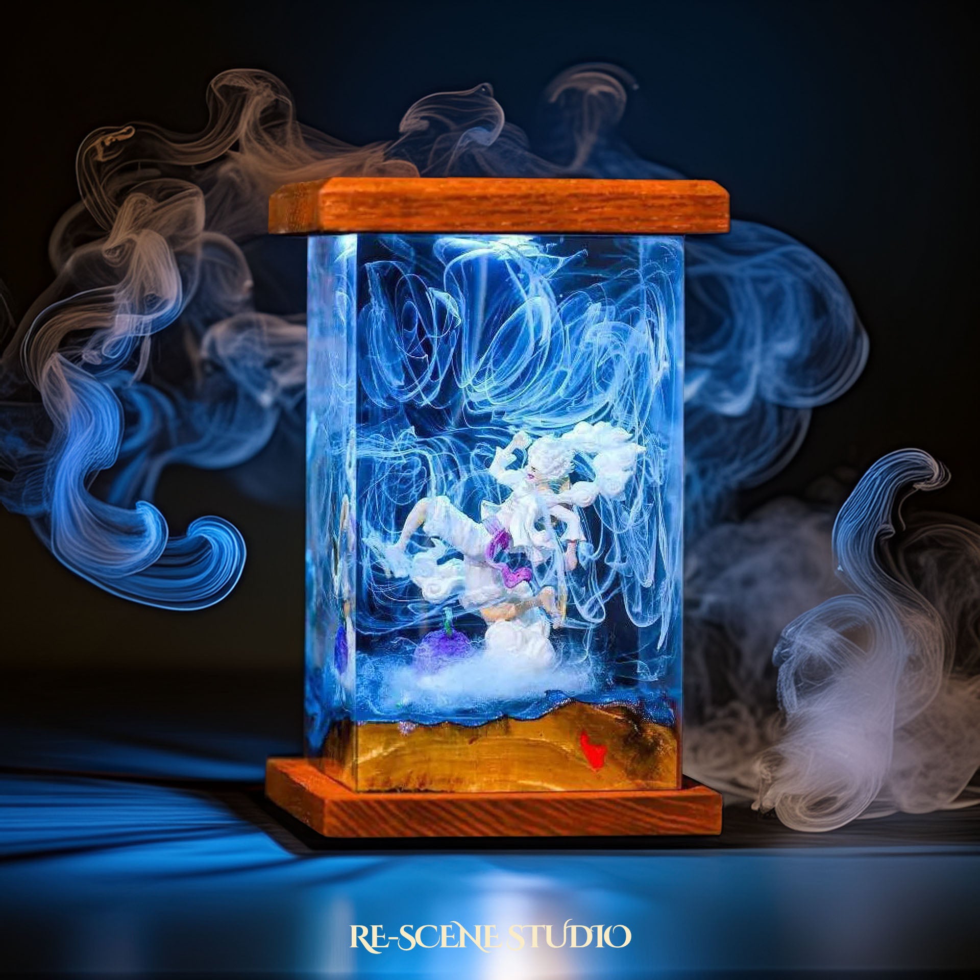 Luffy Gear 5 Resin Lamp 03 - One Piece Multicolor / Size M: 6 x 6 x 12 (cm) – Handmade Epoxy Resin Lamp by Rescene Studio | Rescene Studio
