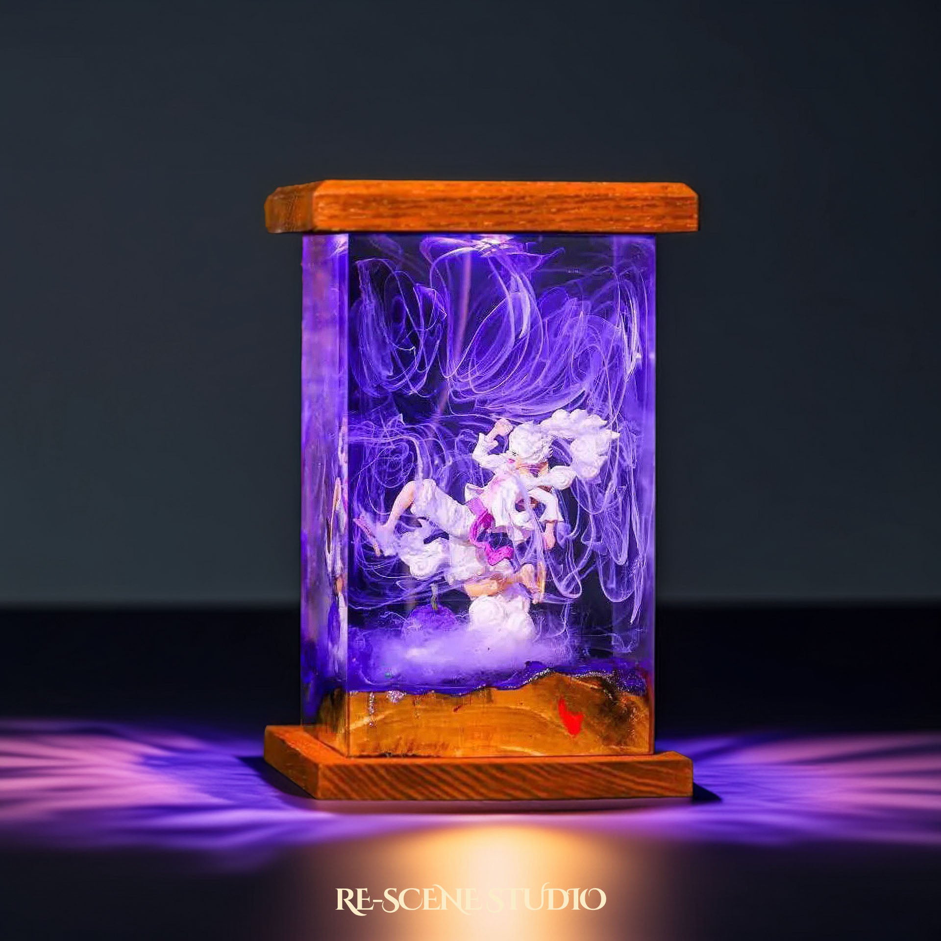 Luffy Gear 5 Resin Lamp 03 - One Piece Multicolor / Size M: 6 x 6 x 12 (cm) – Handmade Epoxy Resin Lamp by Rescene Studio | Rescene Studio